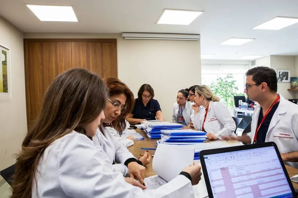 Prof. Semra Kahraman during a meeting with her medical team to discuss patients' files